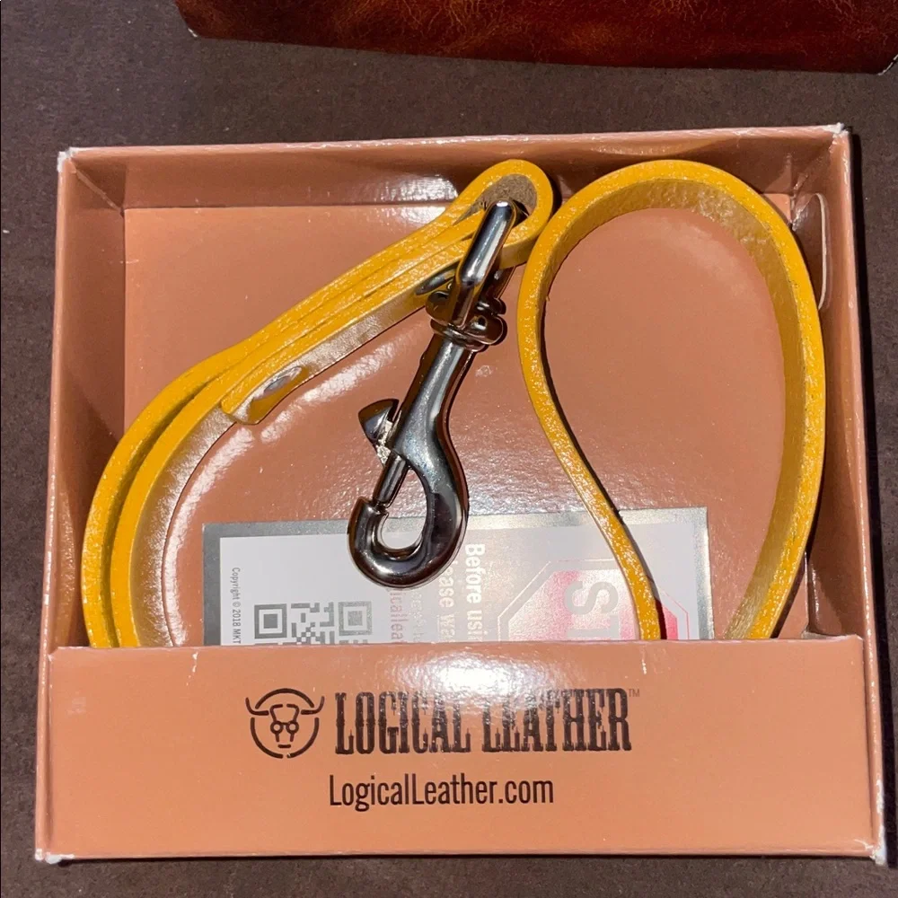 Logical Leather 12” Yellow Short Dog Training Leash Brand New in Box - Picture 2 of 5